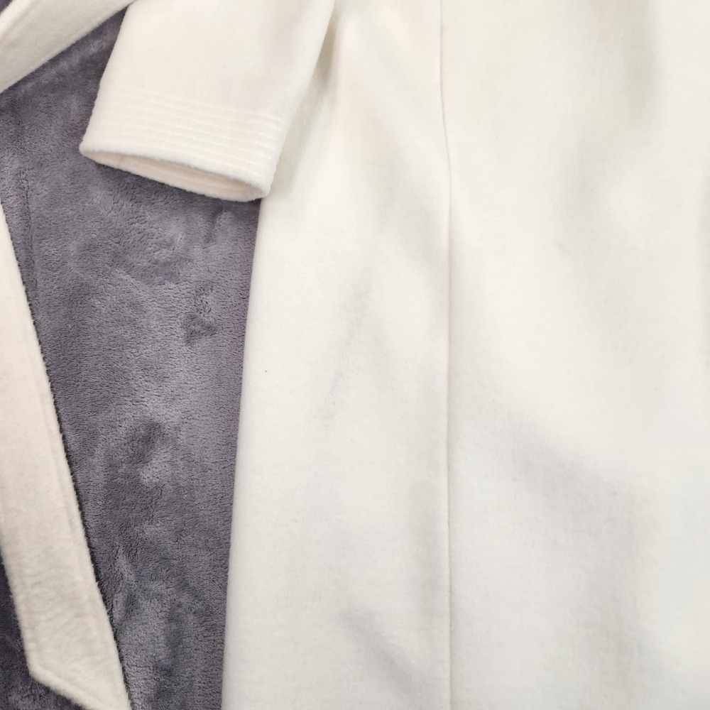 VALENTINO $6,900 Ivory Virgin Wool Silk Belted Long Coat Gold V Pockets size 38 - Picture 13 of 16